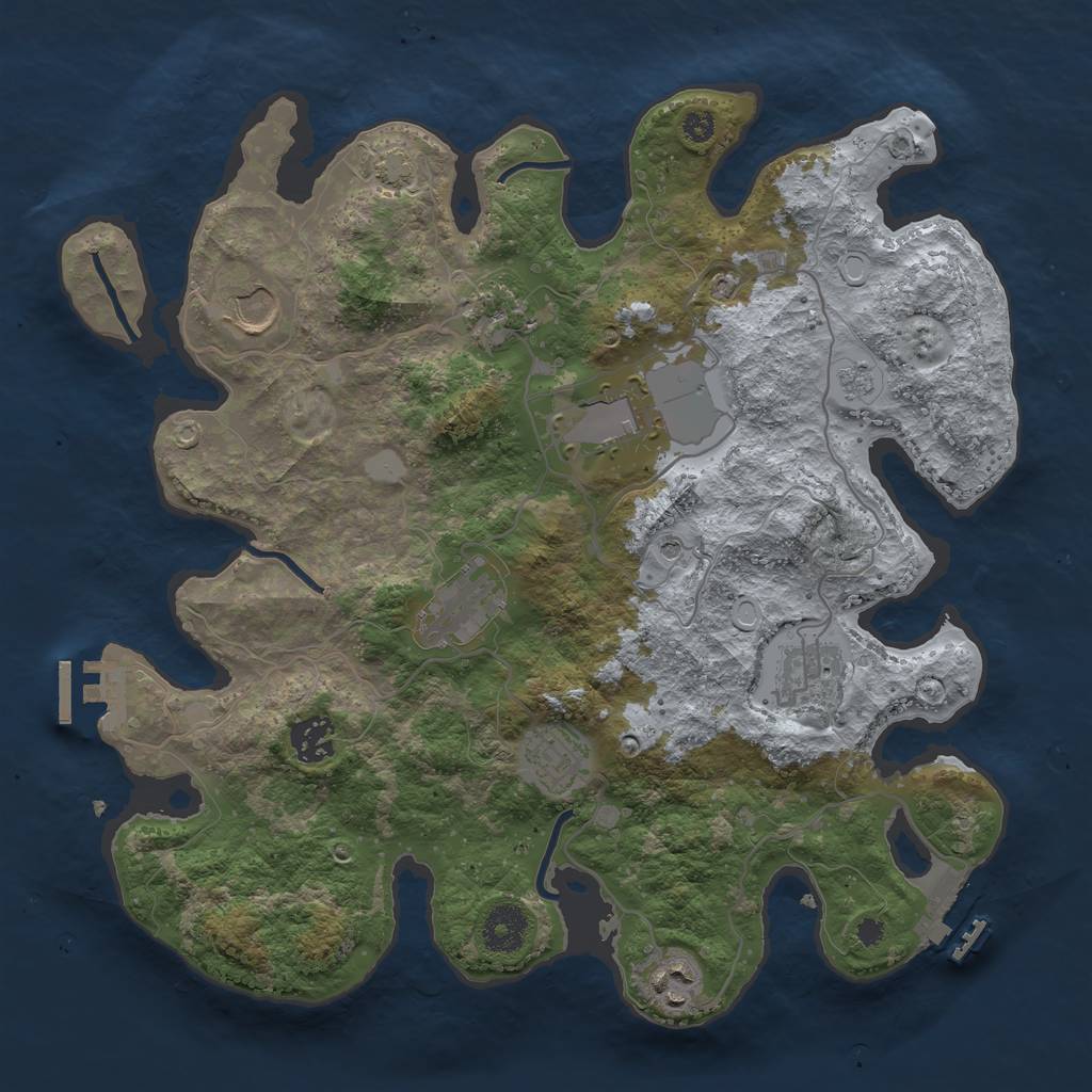 Rust Map: Procedural Map, Size: 3500, Seed: 2146437862, 16 Monuments