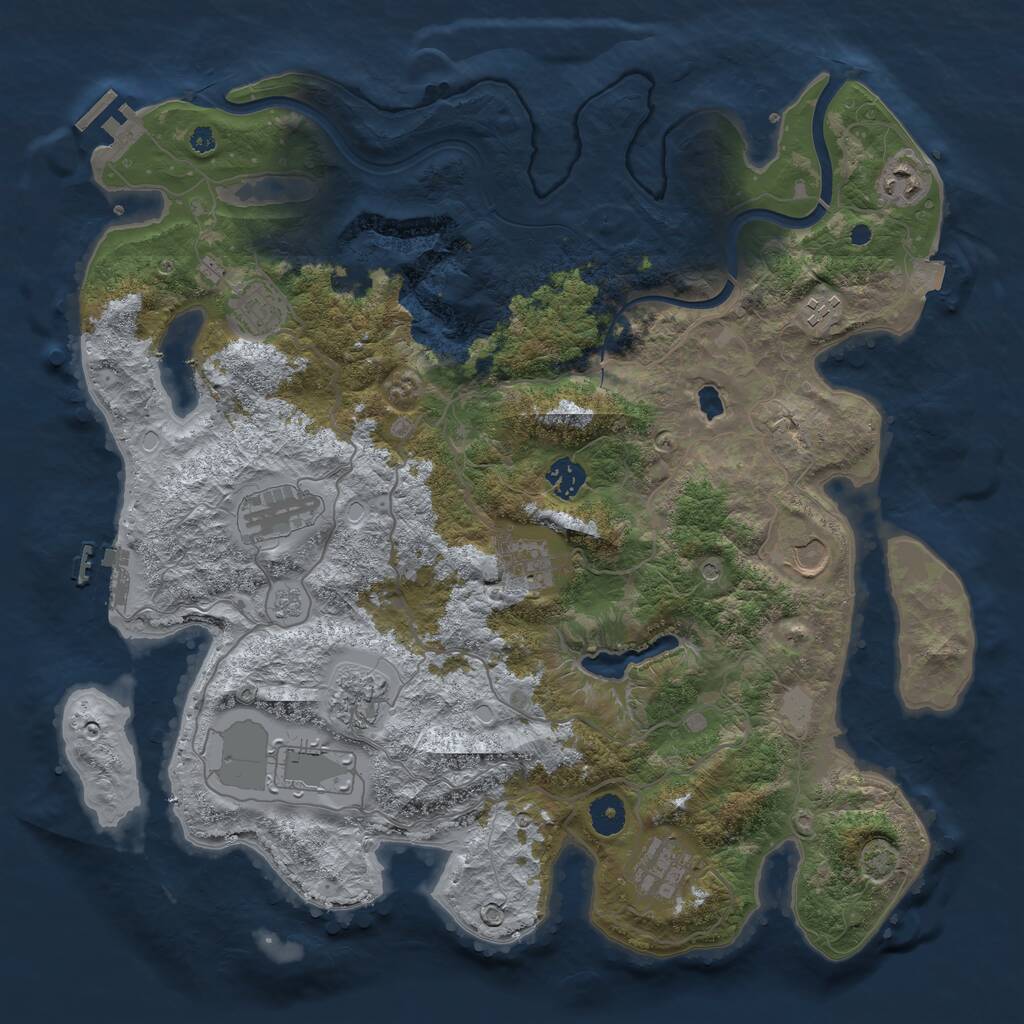 Rust Map: Procedural Map, Size: 4000, Seed: 228824726, 16 Monuments