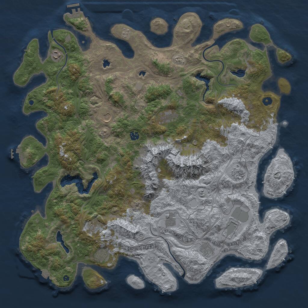Rust Map: Procedural Map, Size: 5000, Seed: 1995415959, 17 Monuments