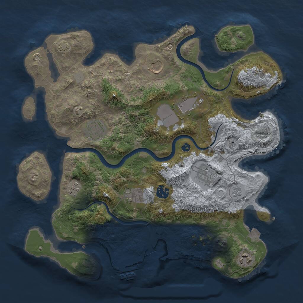 Rust Map: Procedural Map, Size: 3500, Seed: 1686862895, 13 Monuments