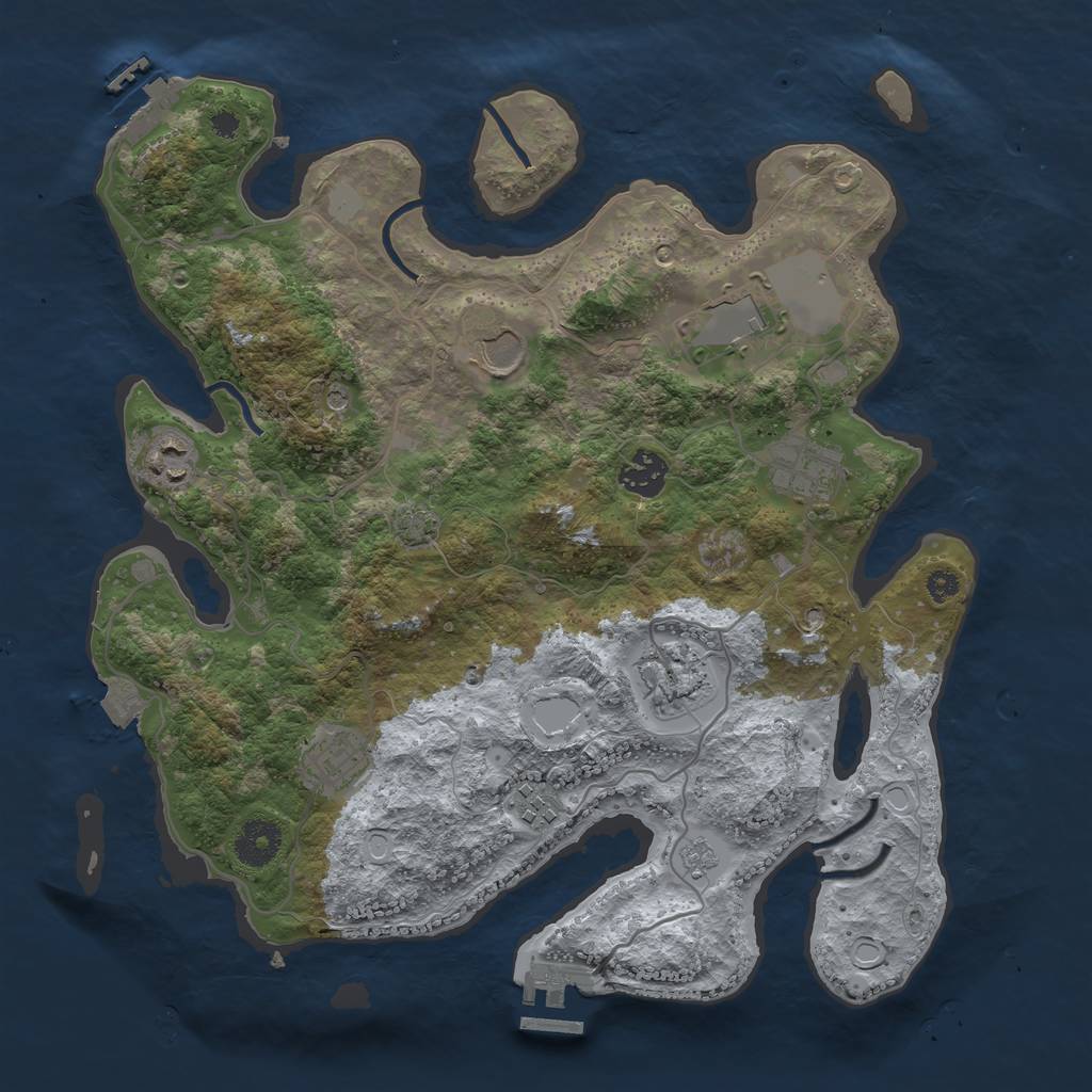 Rust Map: Procedural Map, Size: 3500, Seed: 1155819794, 16 Monuments