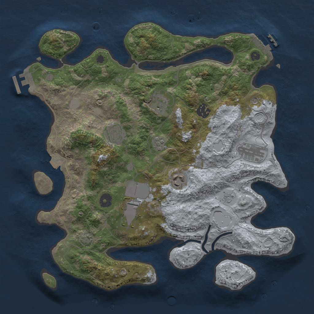 Rust Map: Procedural Map, Size: 3500, Seed: 520331870, 15 Monuments