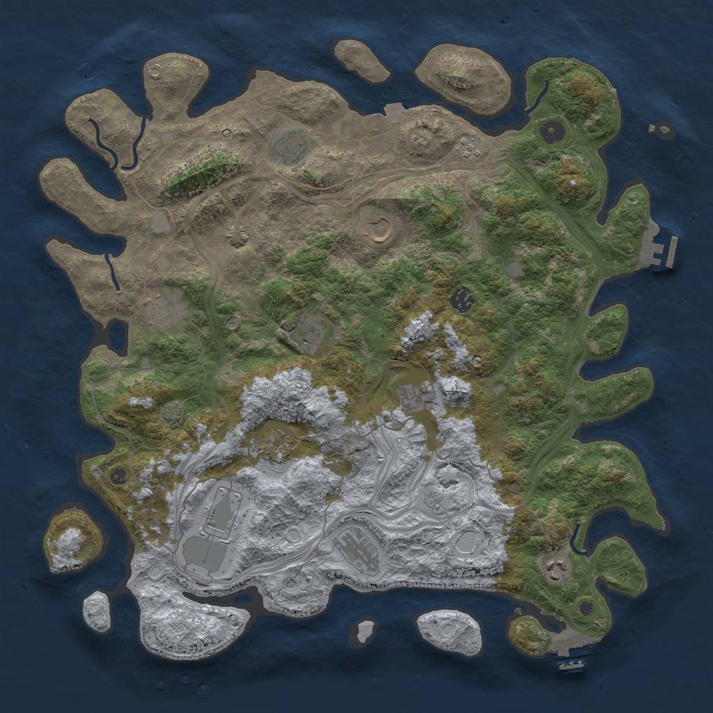 Rust Map: Procedural Map, Size: 4500, Seed: 1331296199, 19 Monuments