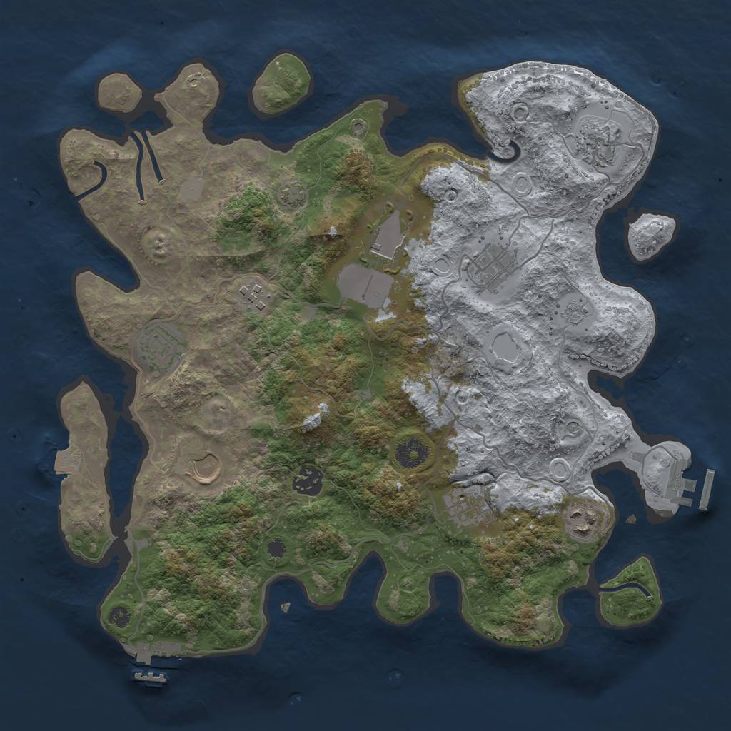 Rust Map: Procedural Map, Size: 3600, Seed: 8157, 17 Monuments