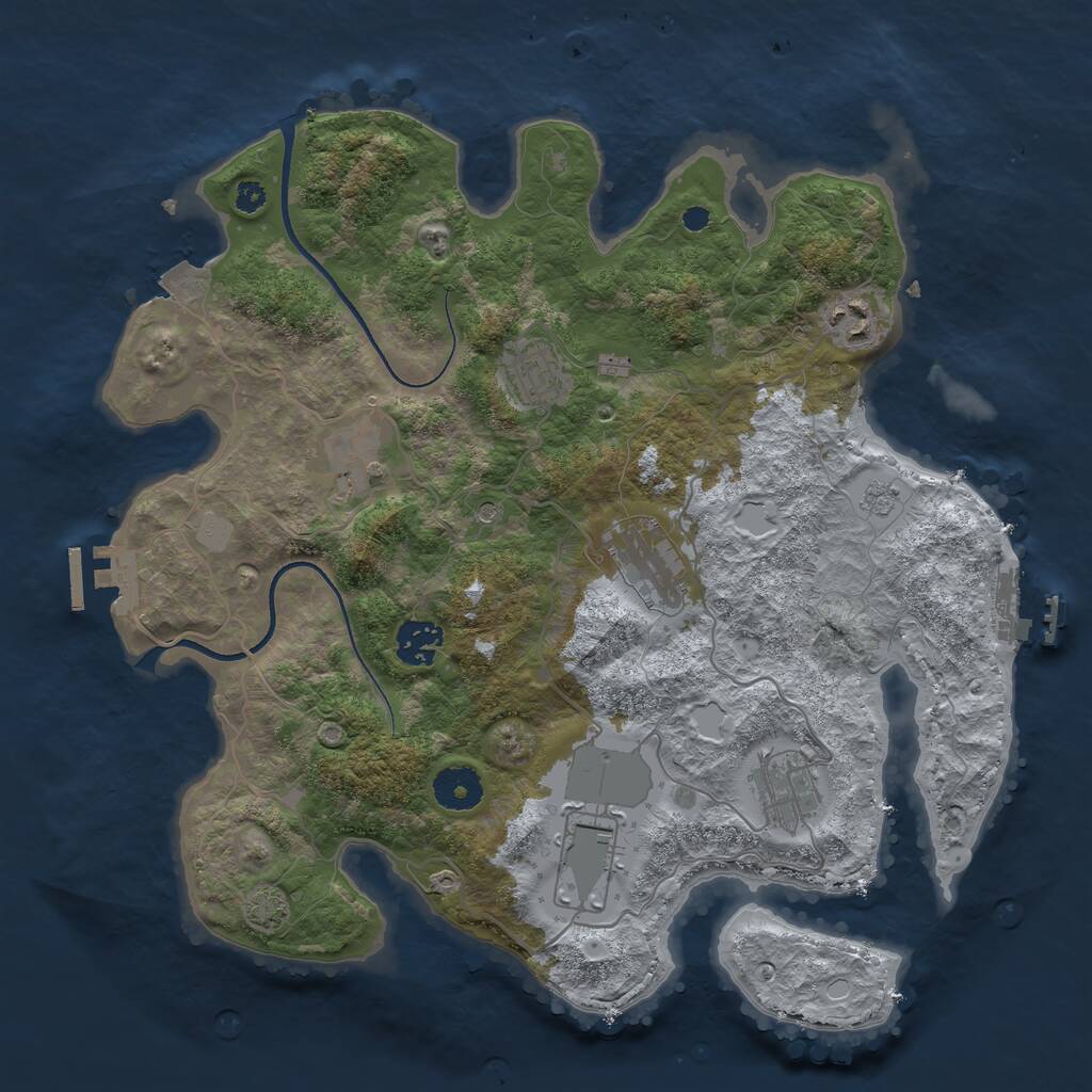 Rust Map: Procedural Map, Size: 3500, Seed: 55438, 13 Monuments