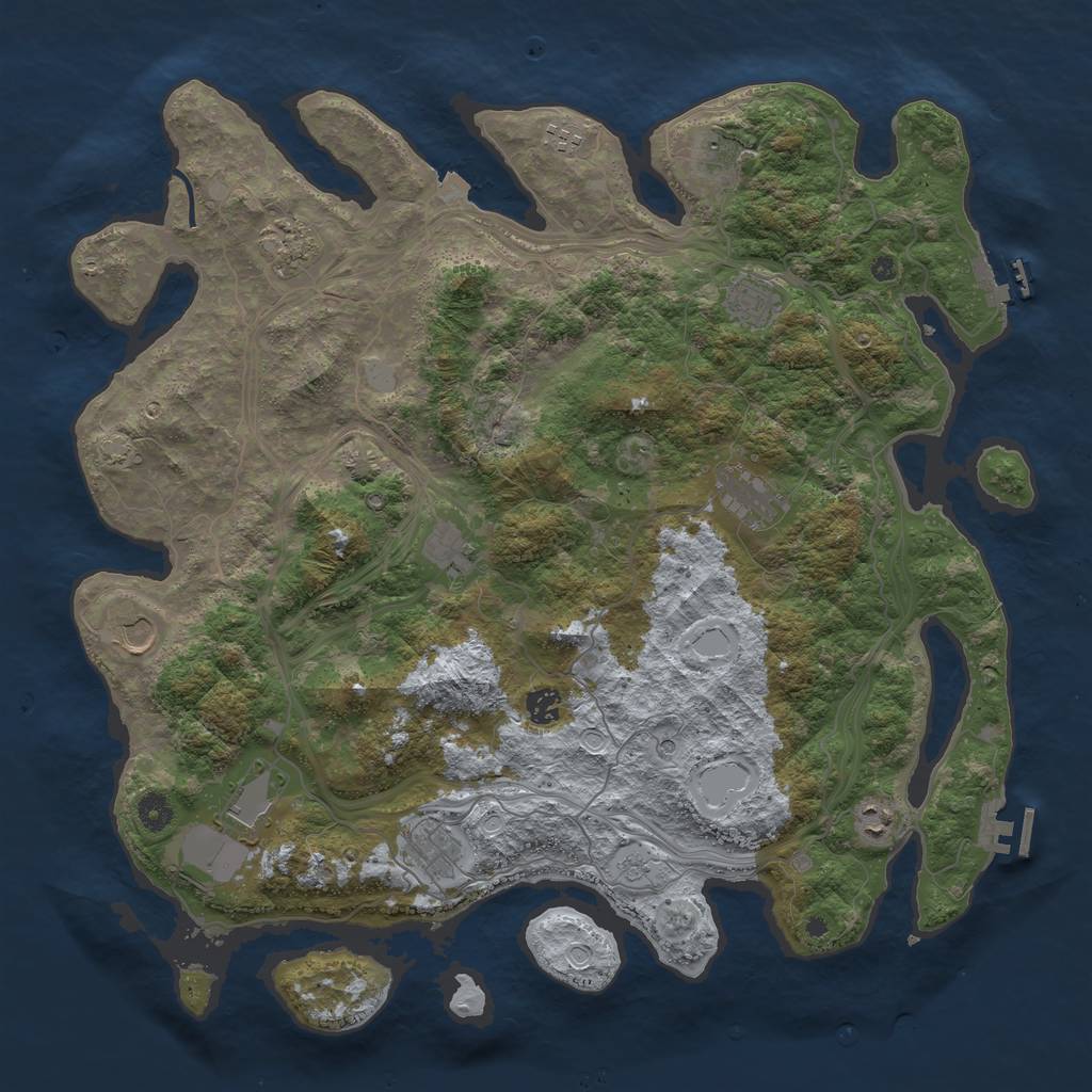 Rust Map: Procedural Map, Size: 4500, Seed: 1733459940, 19 Monuments