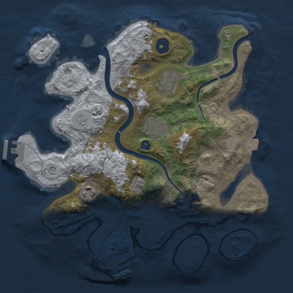 Rust Map: Procedural Map, Size: 3000, Seed: 55978, 9 Monuments
