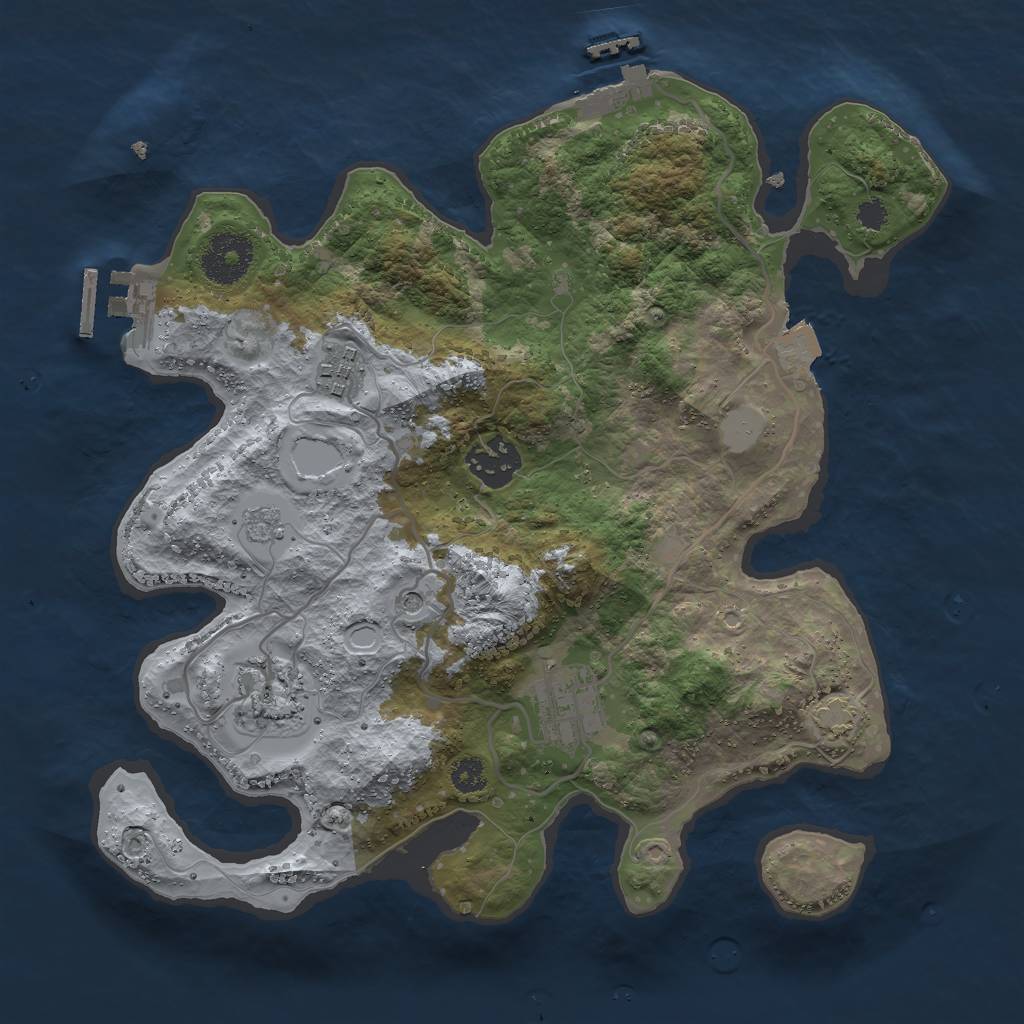 Rust Map: Procedural Map, Size: 3000, Seed: 486932, 12 Monuments