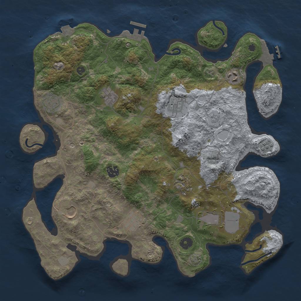 Rust Map: Procedural Map, Size: 3700, Seed: 718897247, 18 Monuments