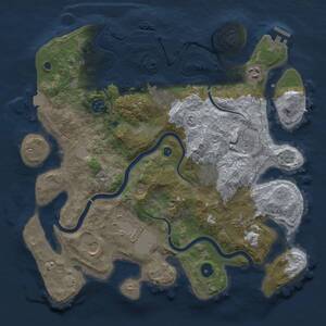 Thumbnail Rust Map: Procedural Map, Size: 3700, Seed: 718897247, 15 Monuments
