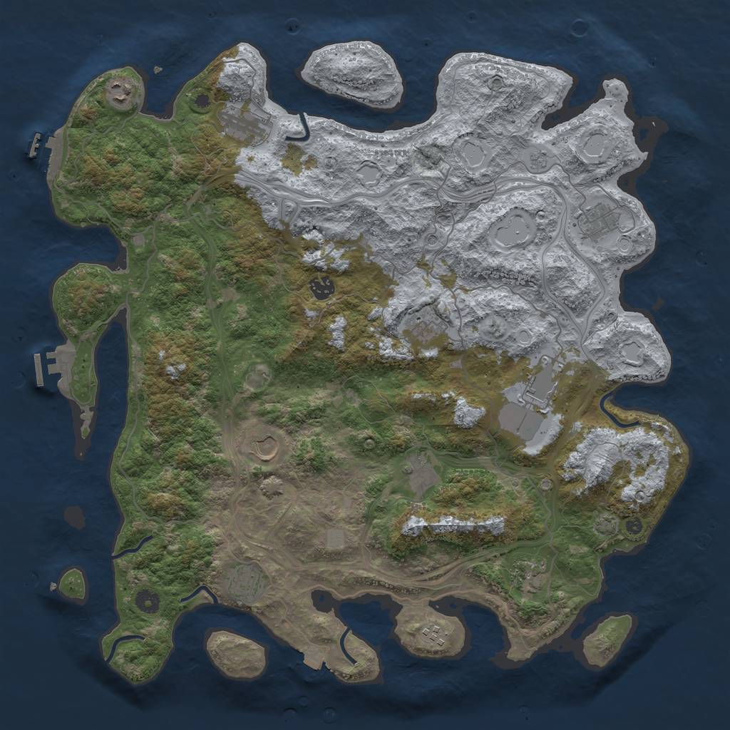 Rust Map: Procedural Map, Size: 4500, Seed: 940281147, 19 Monuments