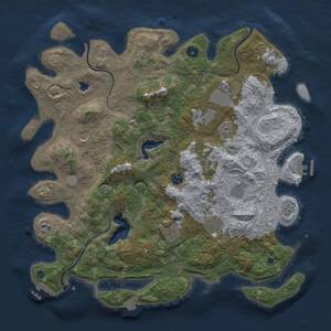 Thumbnail Rust Map: Procedural Map, Size: 4300, Seed: 9876513, 15 Monuments