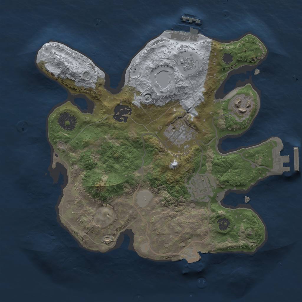 Rust Map: Procedural Map, Size: 2500, Seed: 2147234761, 10 Monuments