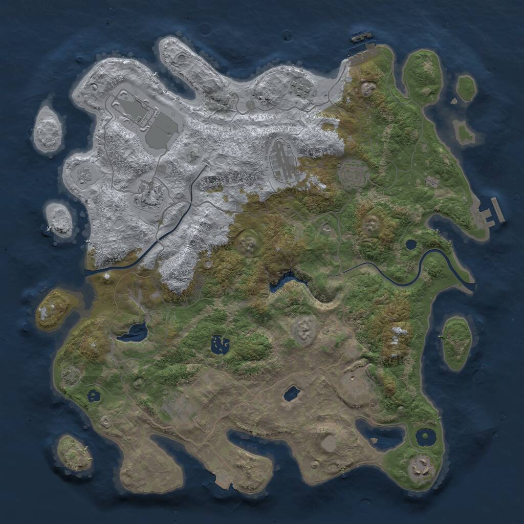 Rust Map: Procedural Map, Size: 4000, Seed: 8884, 15 Monuments