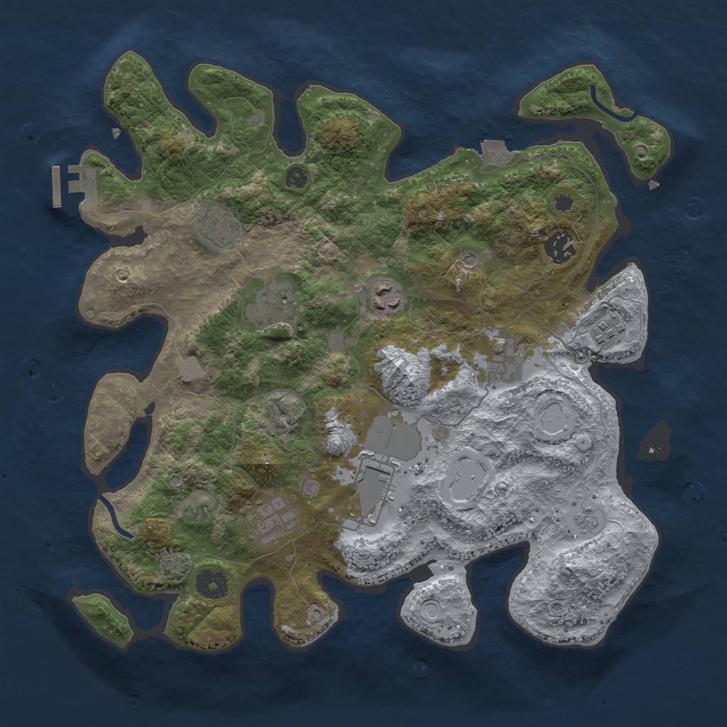 Rust Map: Procedural Map, Size: 3500, Seed: 334843840, 15 Monuments
