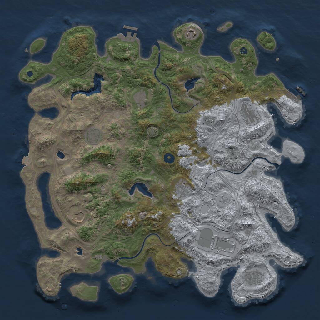 Rust Map: Procedural Map, Size: 4500, Seed: 830416935, 15 Monuments
