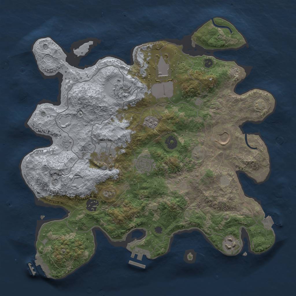 Rust Map: Procedural Map, Size: 3500, Seed: 1588345171, 16 Monuments