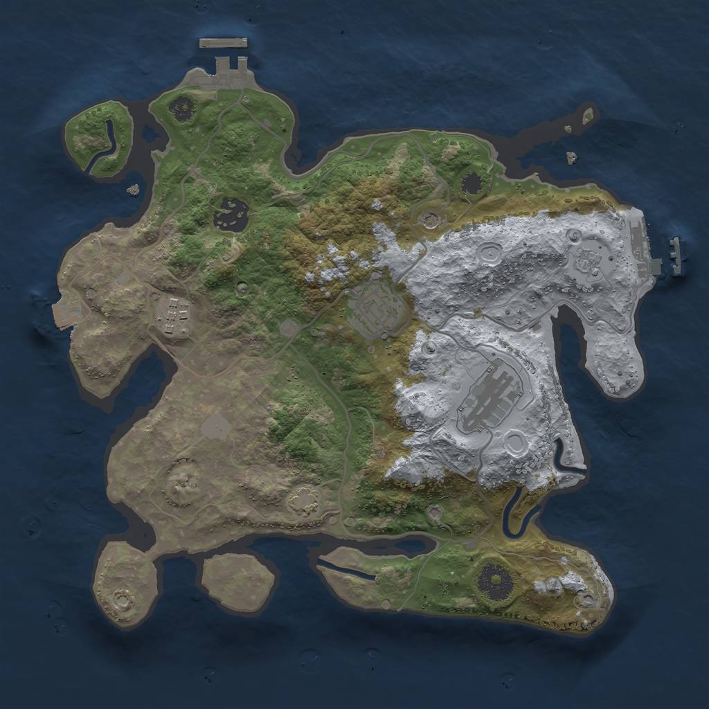 Rust Map: Procedural Map, Size: 3000, Seed: 21685, 12 Monuments