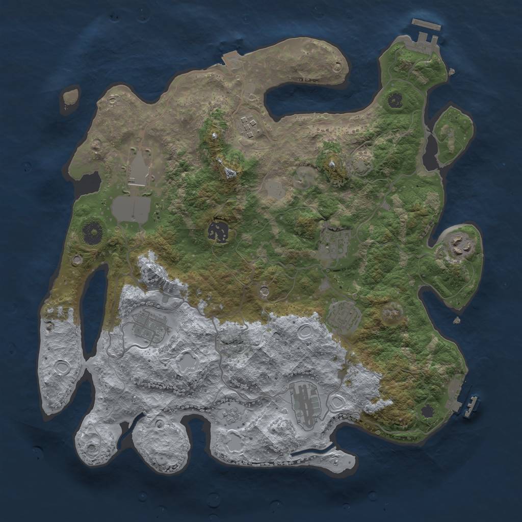 Rust Map: Procedural Map, Size: 3600, Seed: 13108, 16 Monuments