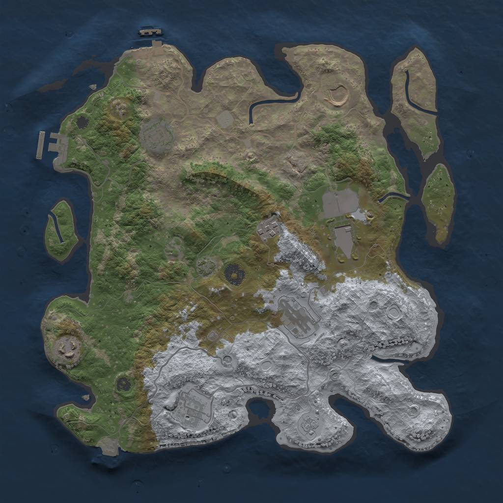 Rust Map: Procedural Map, Size: 3600, Seed: 7060, 15 Monuments