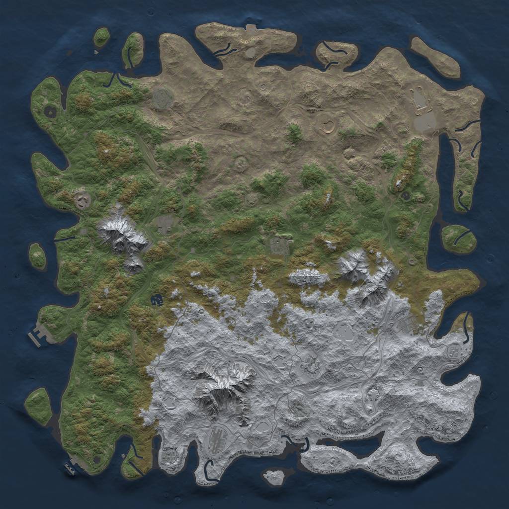 Rust Map: Procedural Map, Size: 6000, Seed: 958429874, 19 Monuments