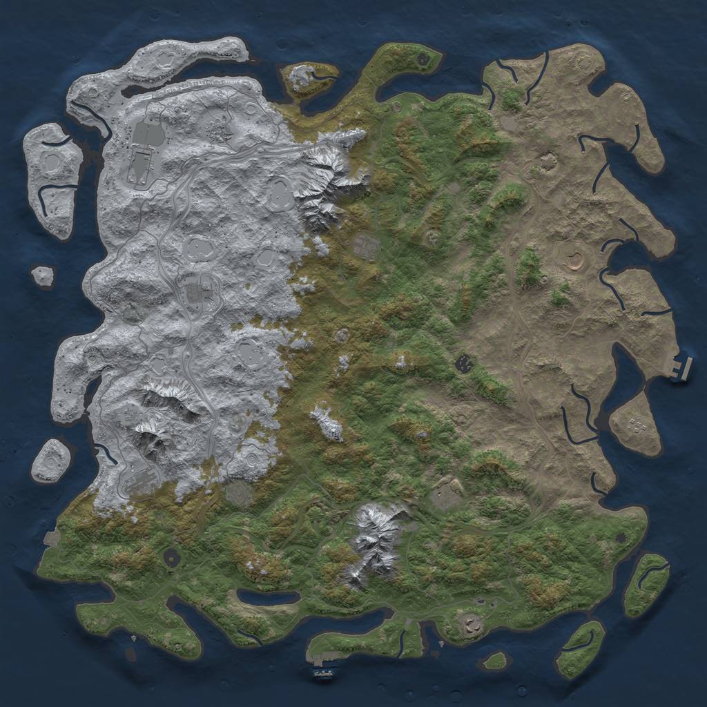 Rust Map: Procedural Map, Size: 6000, Seed: 958429875, 19 Monuments