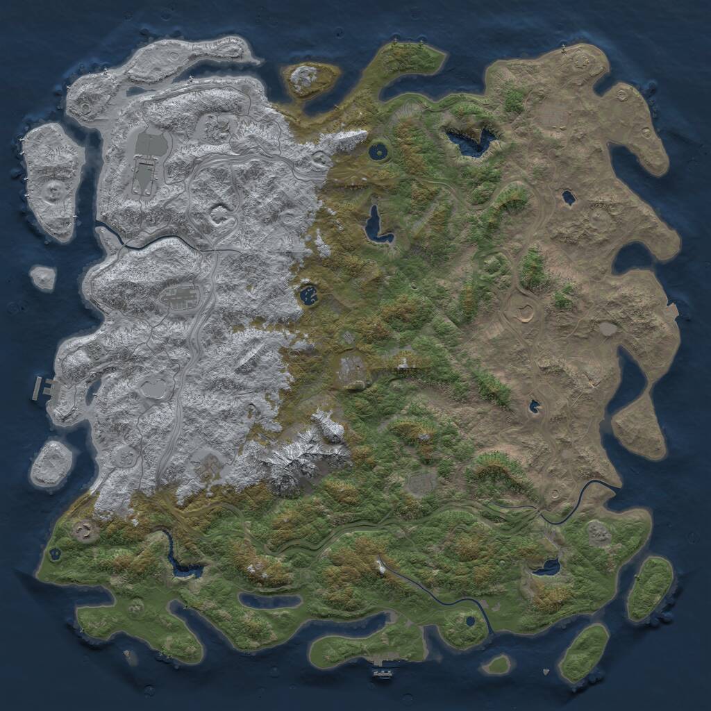 Rust Map: Procedural Map, Size: 6000, Seed: 958429875, 17 Monuments