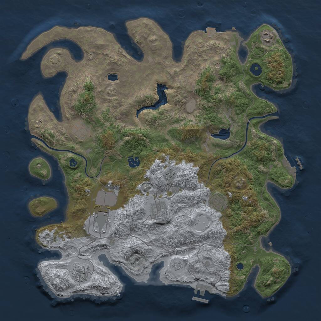 Rust Map: Procedural Map, Size: 4000, Seed: 642589385, 14 Monuments