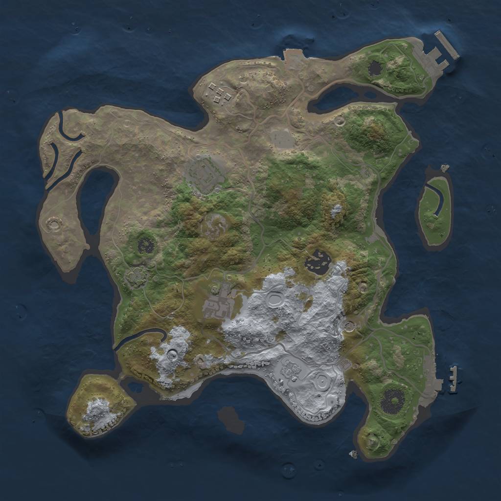 Rust Map: Procedural Map, Size: 3000, Seed: 1331588808, 12 Monuments