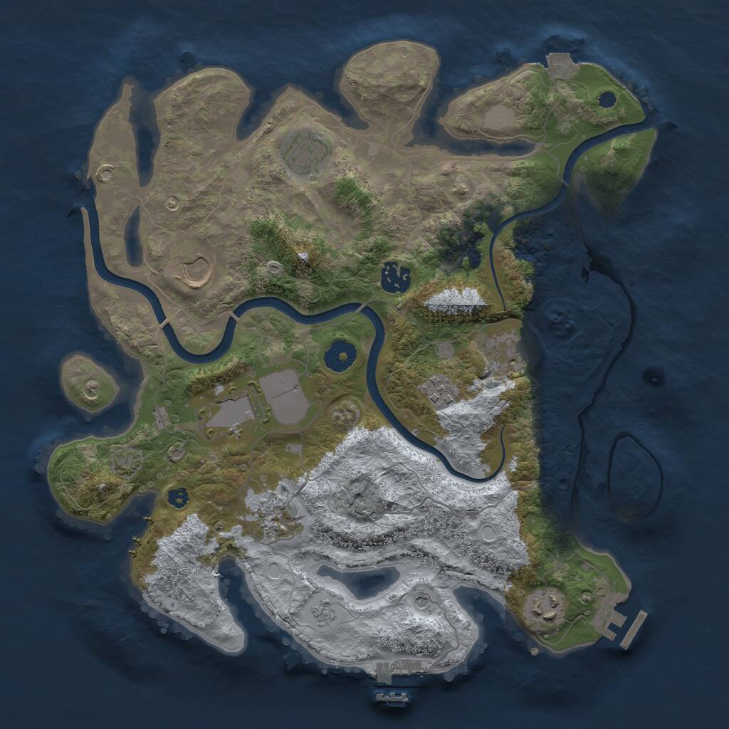 Rust Map: Procedural Map, Size: 3500, Seed: 739932162, 14 Monuments