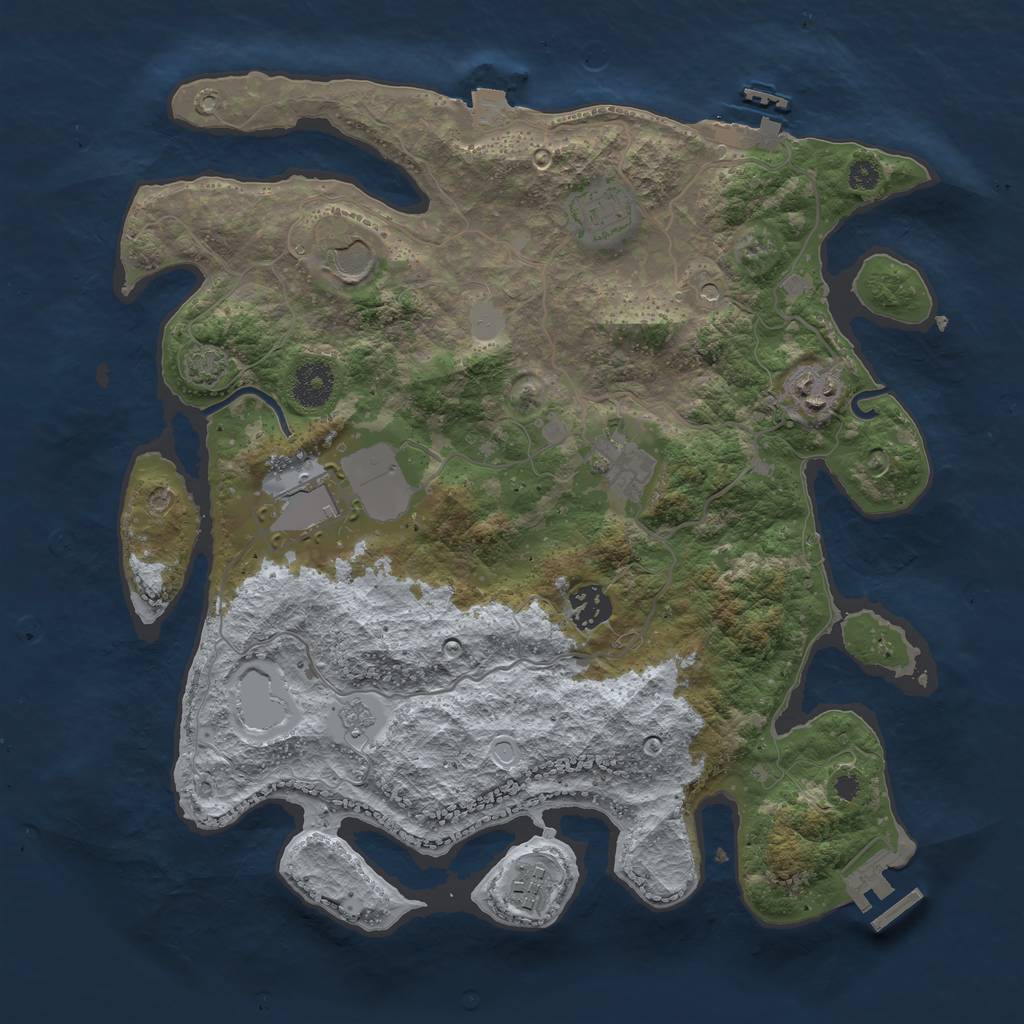 Rust Map: Procedural Map, Size: 3500, Seed: 1407272331, 15 Monuments