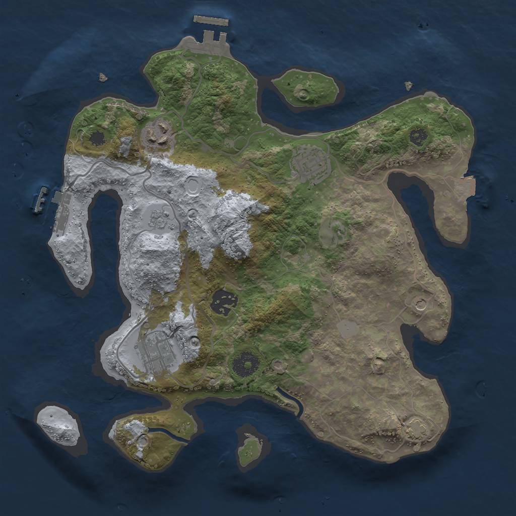 Rust Map: Procedural Map, Size: 3000, Seed: 16777029, 12 Monuments