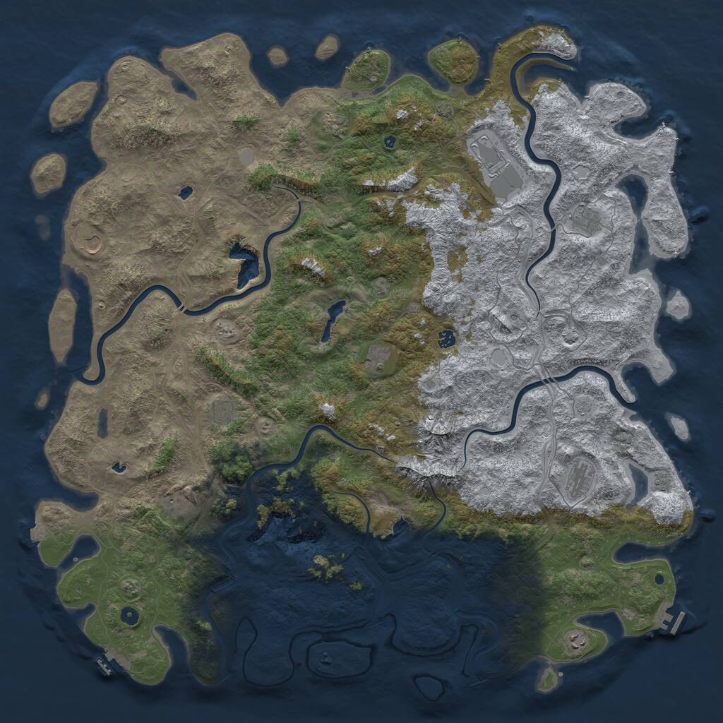 Rust Map: Procedural Map, Size: 6000, Seed: 2072887093, 17 Monuments