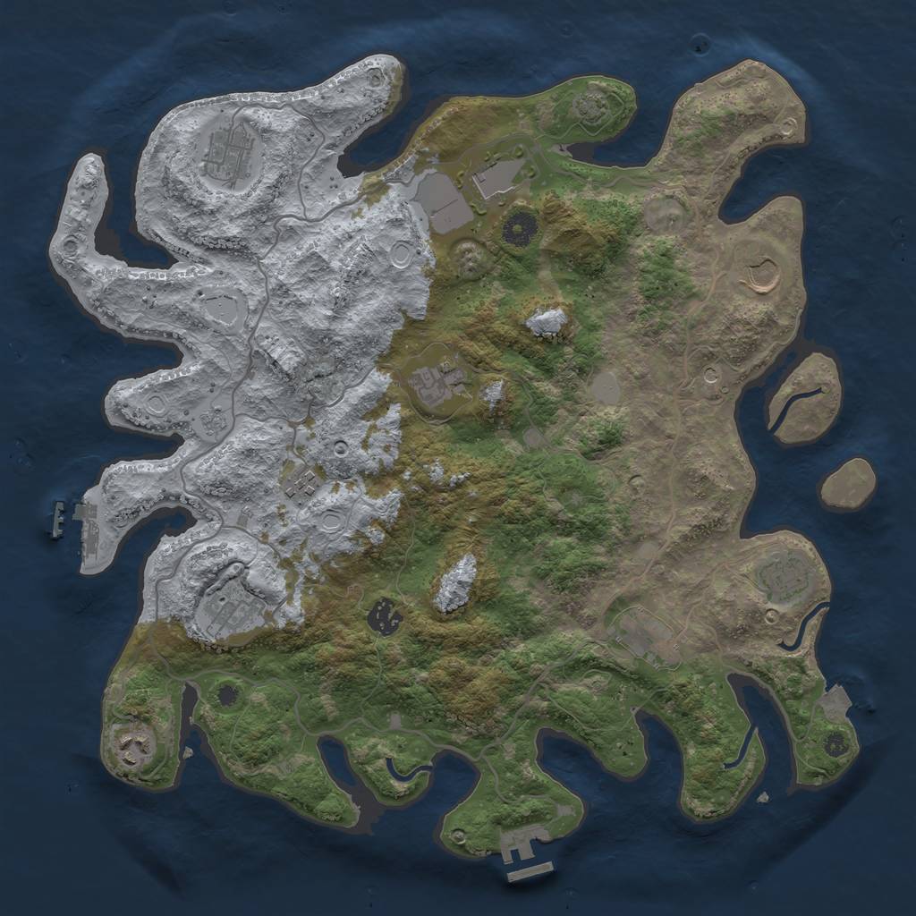 Rust Map: Procedural Map, Size: 4000, Seed: 7041982, 18 Monuments