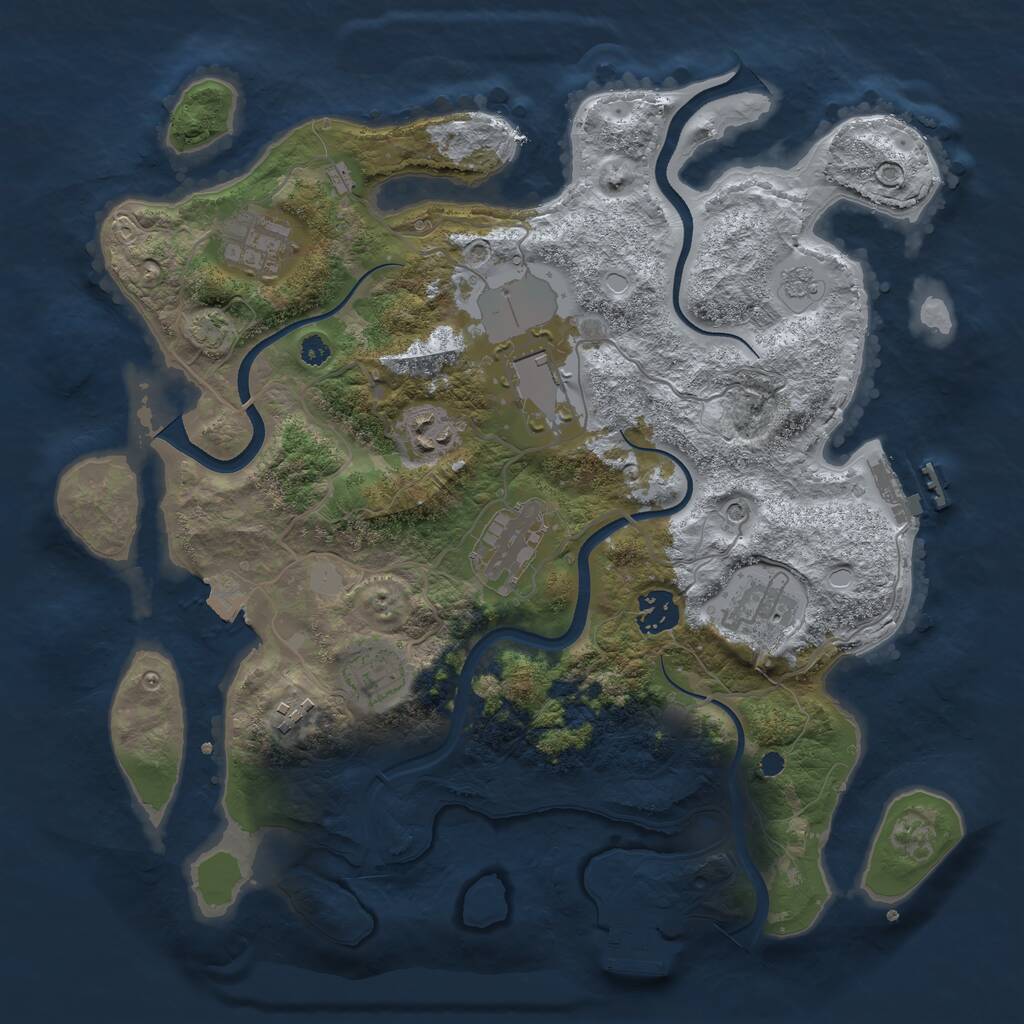 Rust Map: Procedural Map, Size: 3500, Seed: 422232532, 14 Monuments