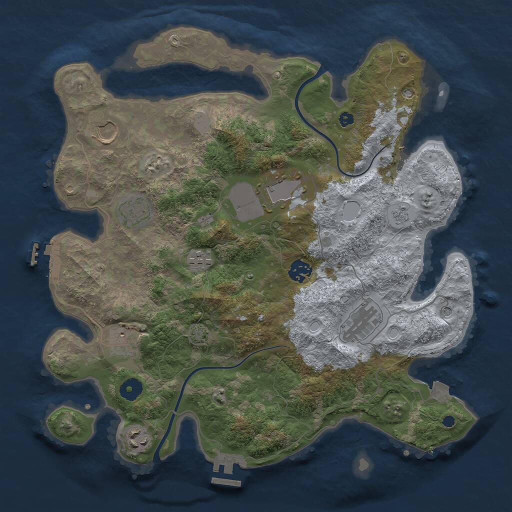 Rust Map: Procedural Map, Size: 3500, Seed: 276010580, 14 Monuments