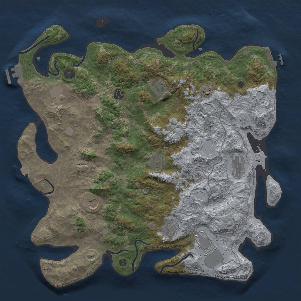 Rust Map: Procedural Map, Size: 4200, Seed: 533296057, 18 Monuments