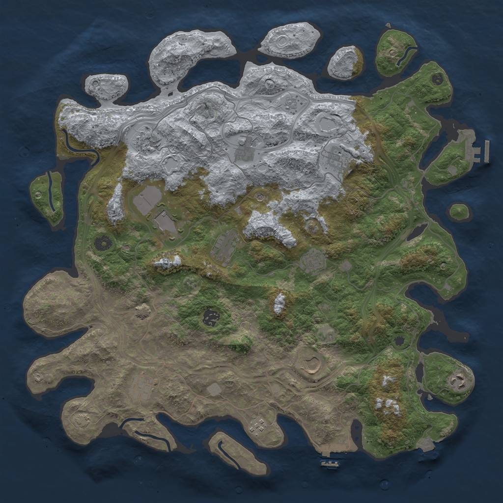 Rust Map: Procedural Map, Size: 4500, Seed: 563896551, 19 Monuments