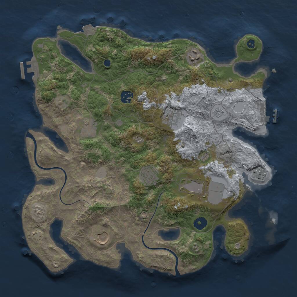Rust Map: Procedural Map, Size: 3500, Seed: 5769960, 14 Monuments