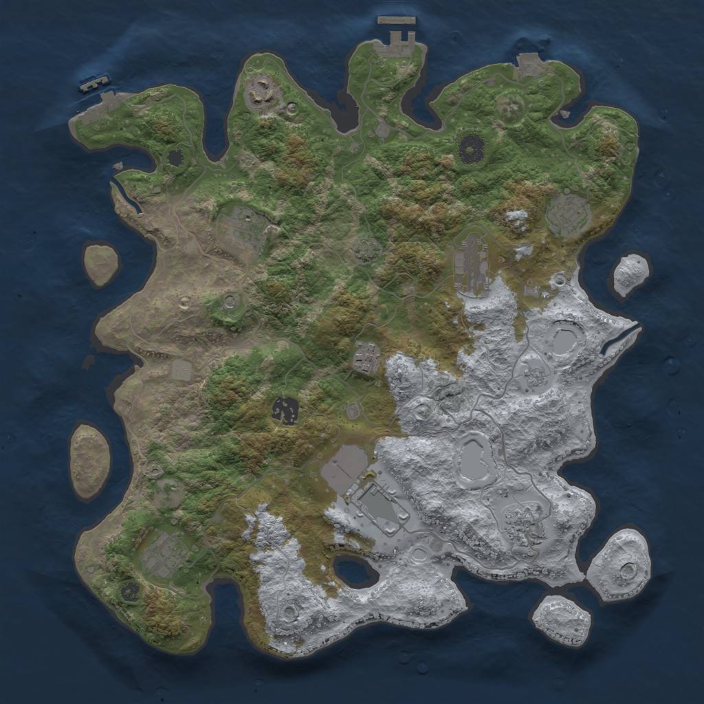 Rust Map: Procedural Map, Size: 3750, Seed: 1452369875, 17 Monuments