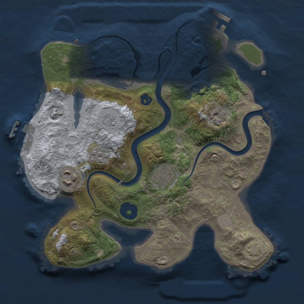 Rust Map: Procedural Map, Size: 2600, Seed: 1739086248, 8 Monuments