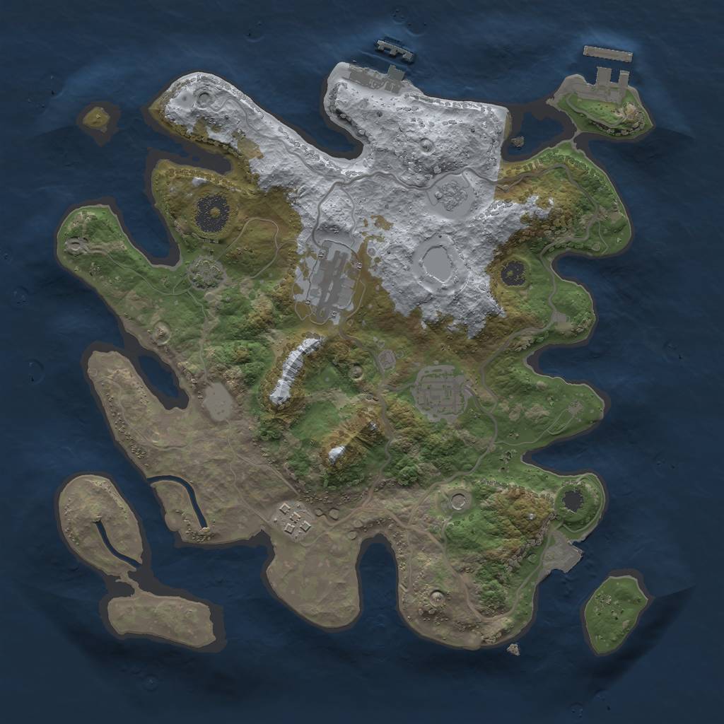 Rust Map: Procedural Map, Size: 3000, Seed: 1703853883, 11 Monuments