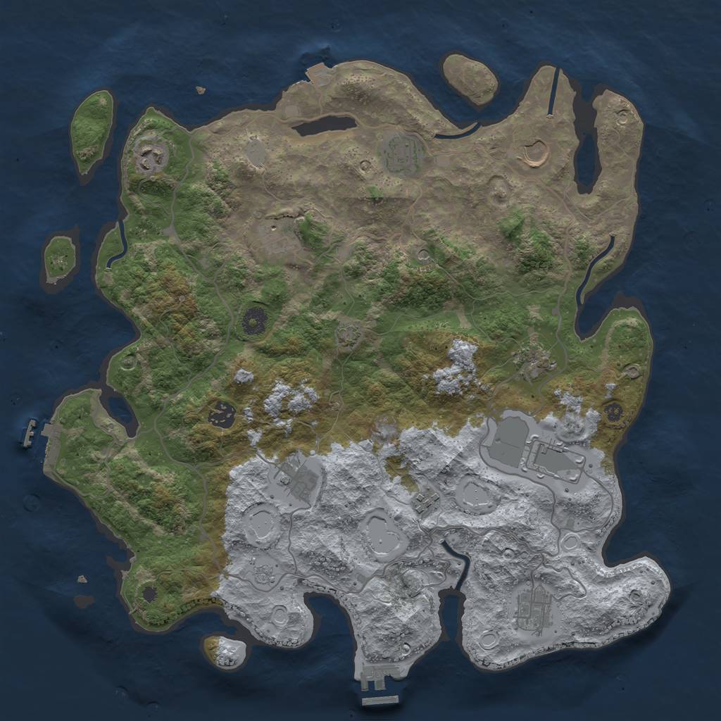 Rust Map: Procedural Map, Size: 4000, Seed: 2016466934, 18 Monuments