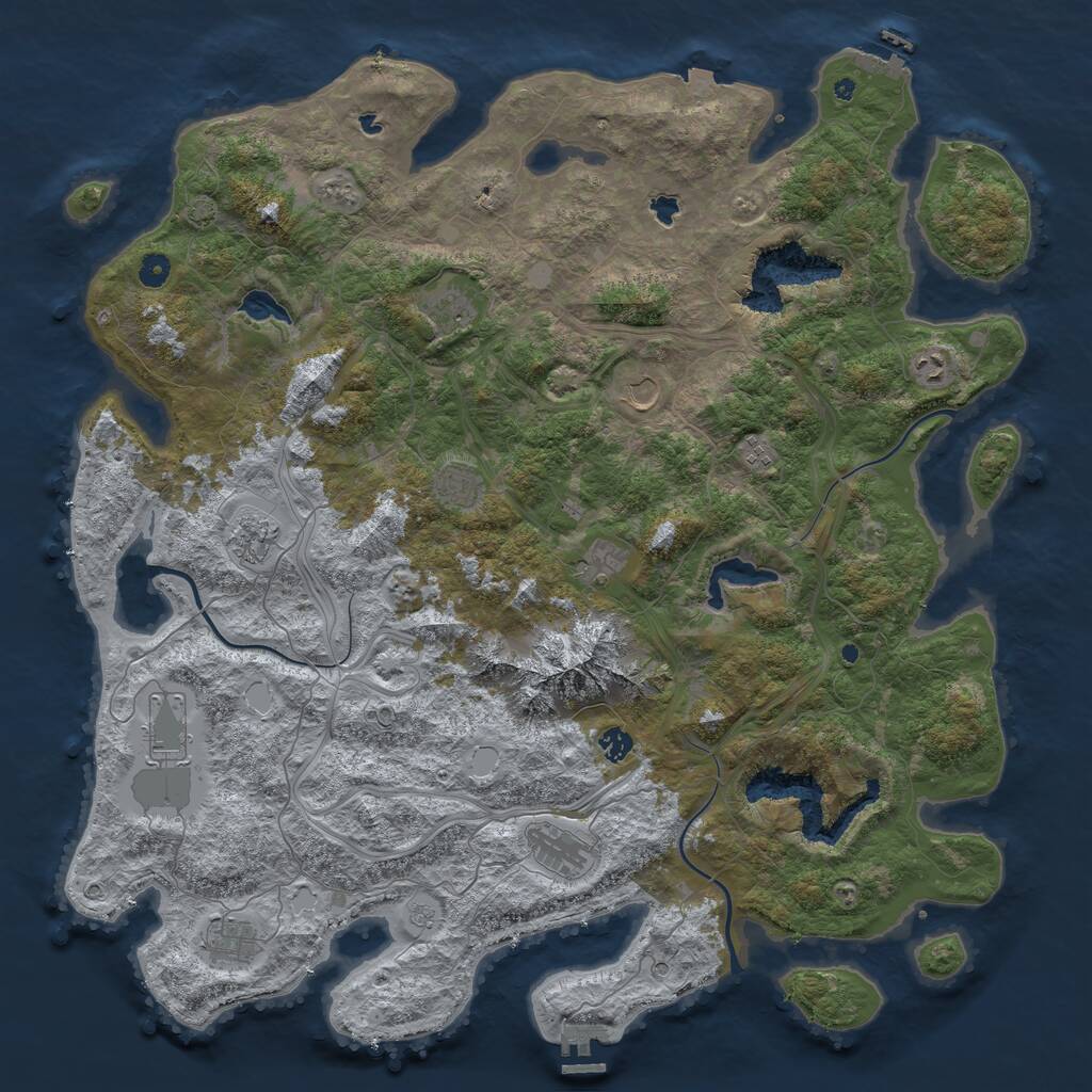 Rust Map: Procedural Map, Size: 5000, Seed: 1995415509, 17 Monuments