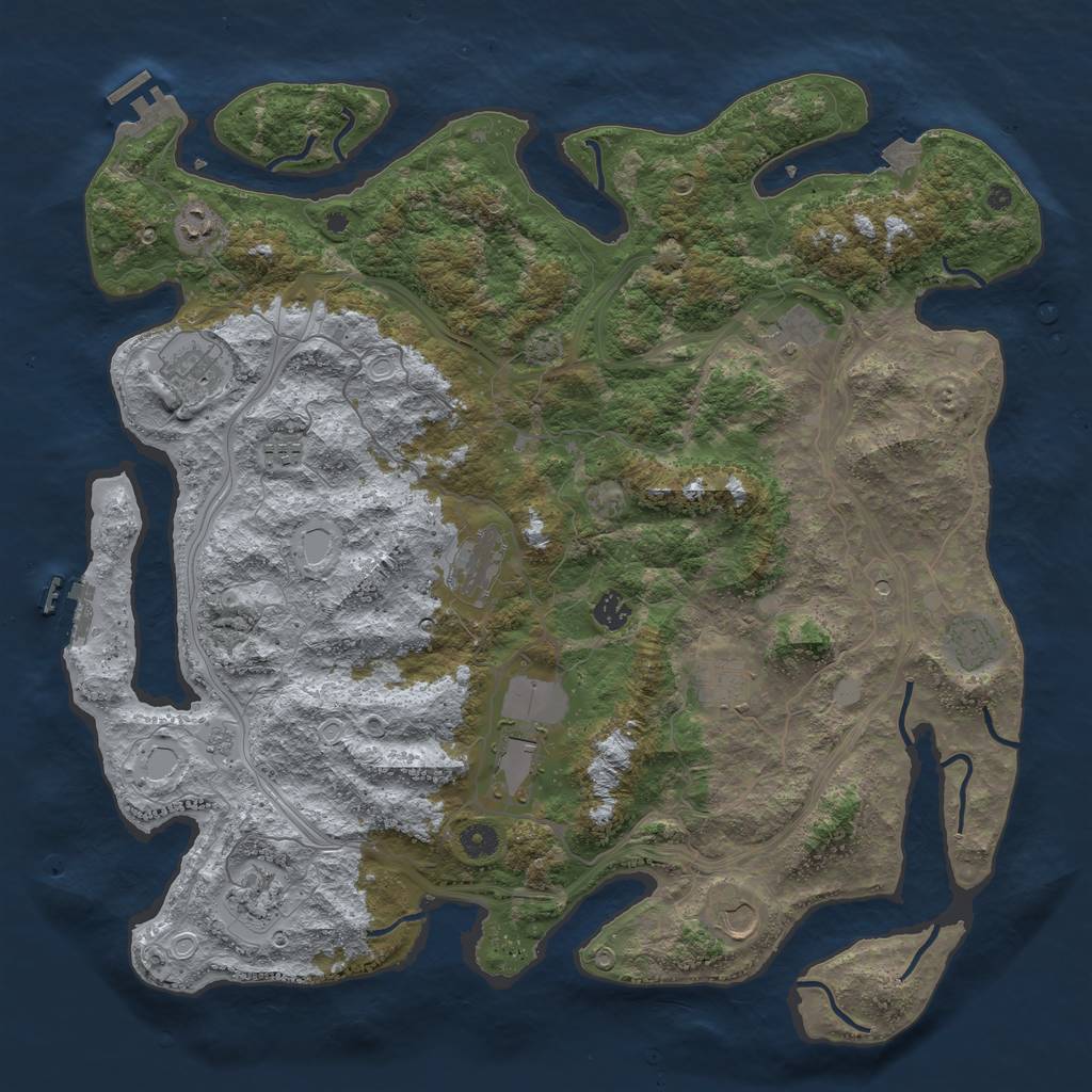 Rust Map: Procedural Map, Size: 4500, Seed: 626653634, 19 Monuments