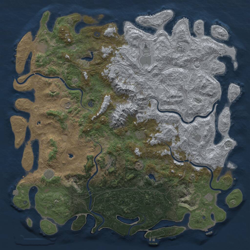 Rust Map: Procedural Map, Size: 6000, Seed: 1860529969, 17 Monuments
