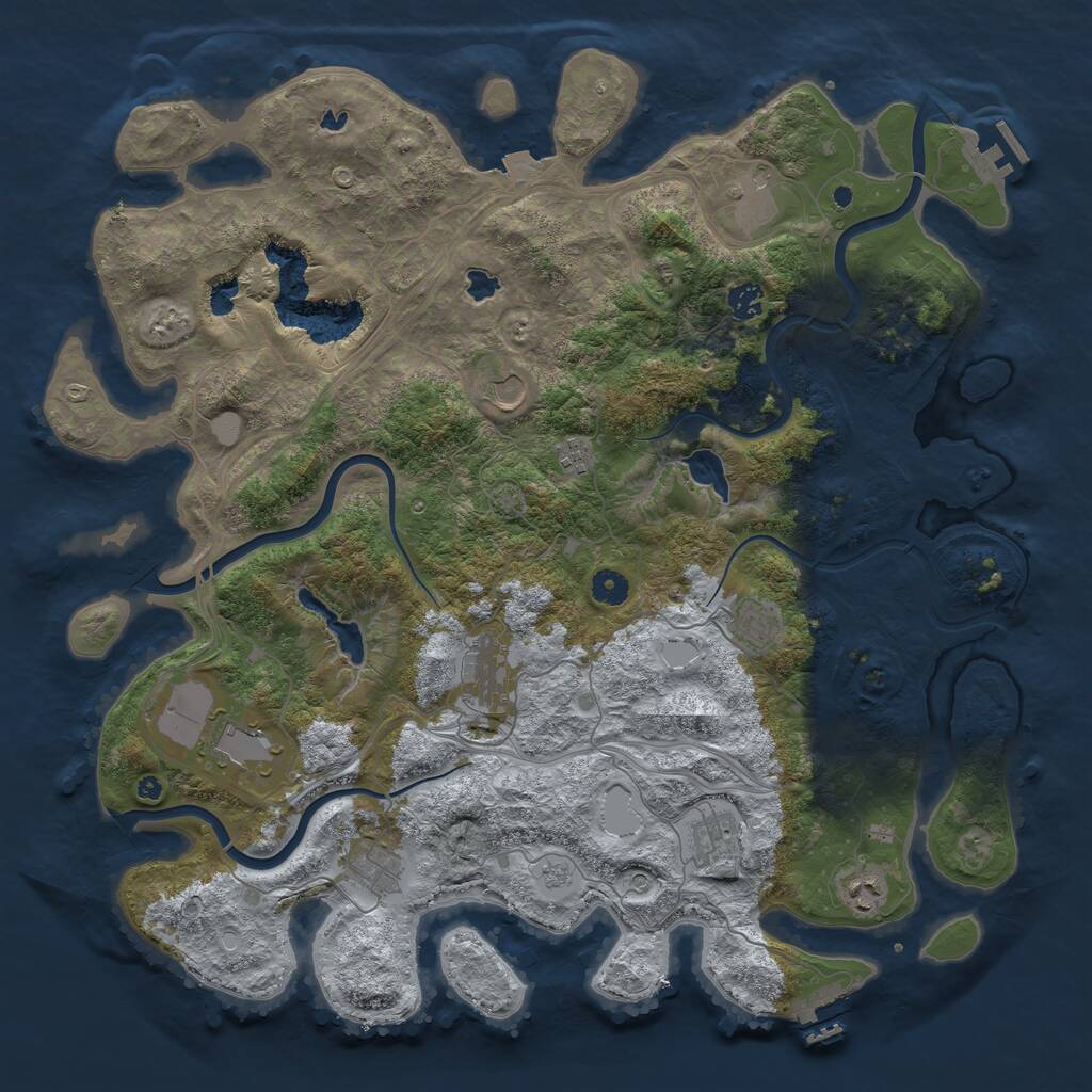 Rust Map: Procedural Map, Size: 4500, Seed: 45345, 16 Monuments