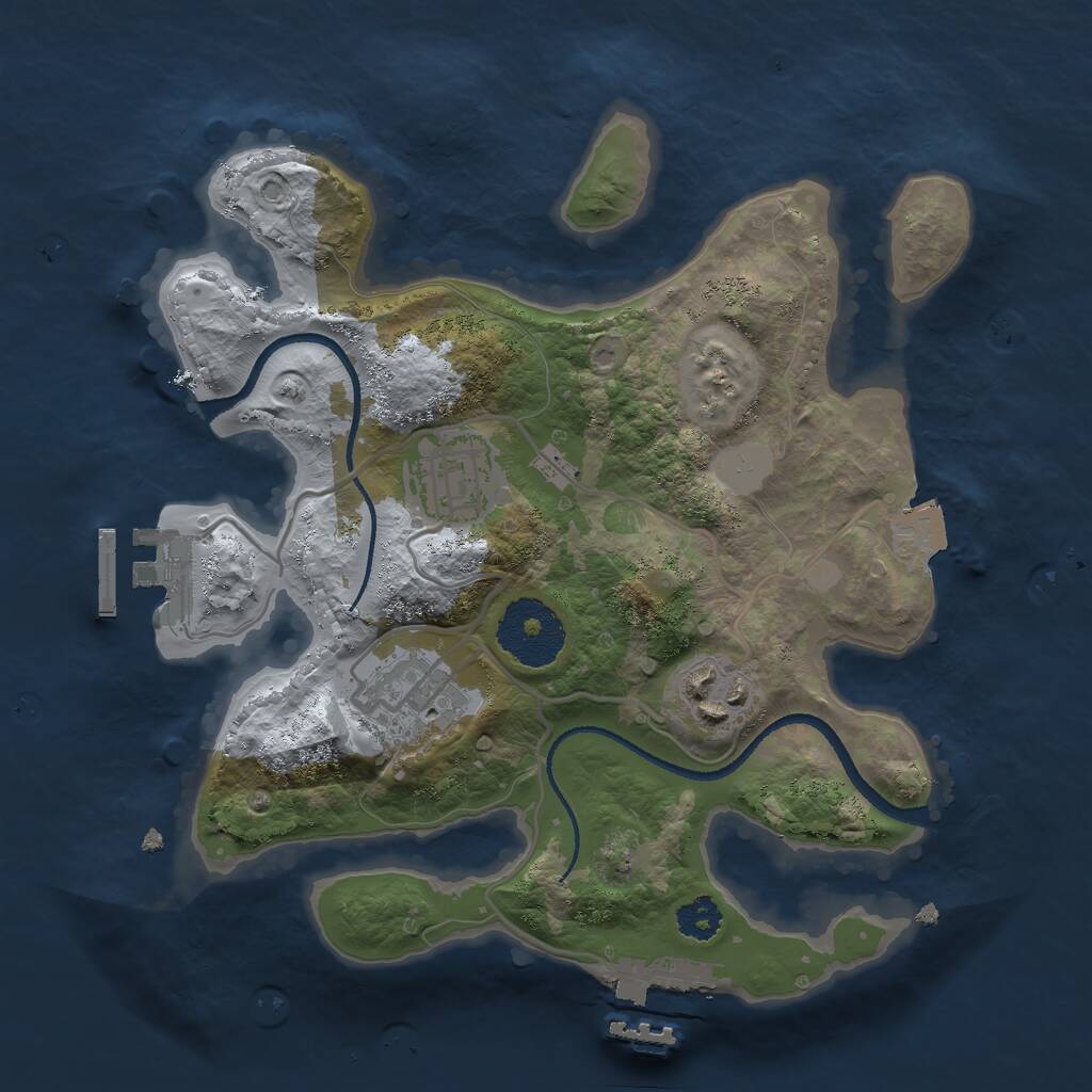 Rust Map: Procedural Map, Size: 2500, Seed: 618682457, 6 Monuments