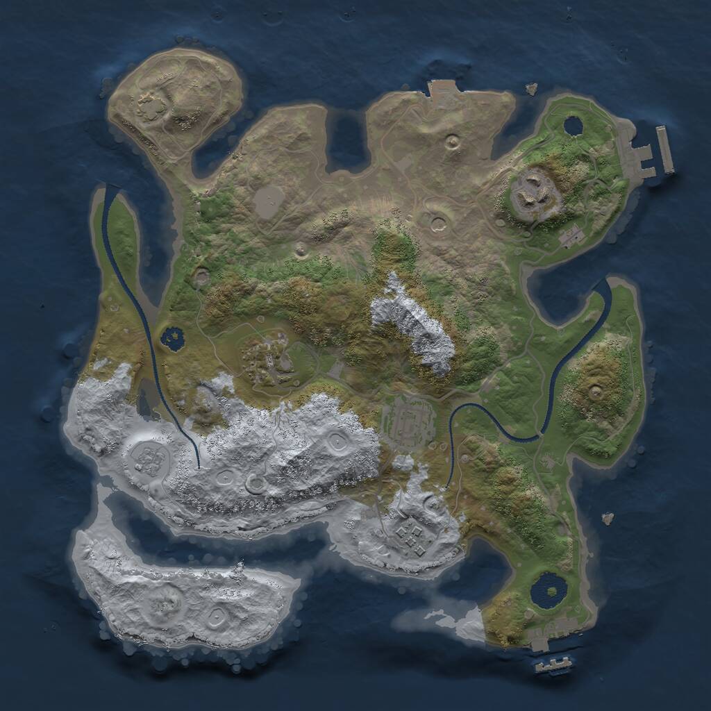 Rust Map: Procedural Map, Size: 3000, Seed: 68822, 10 Monuments