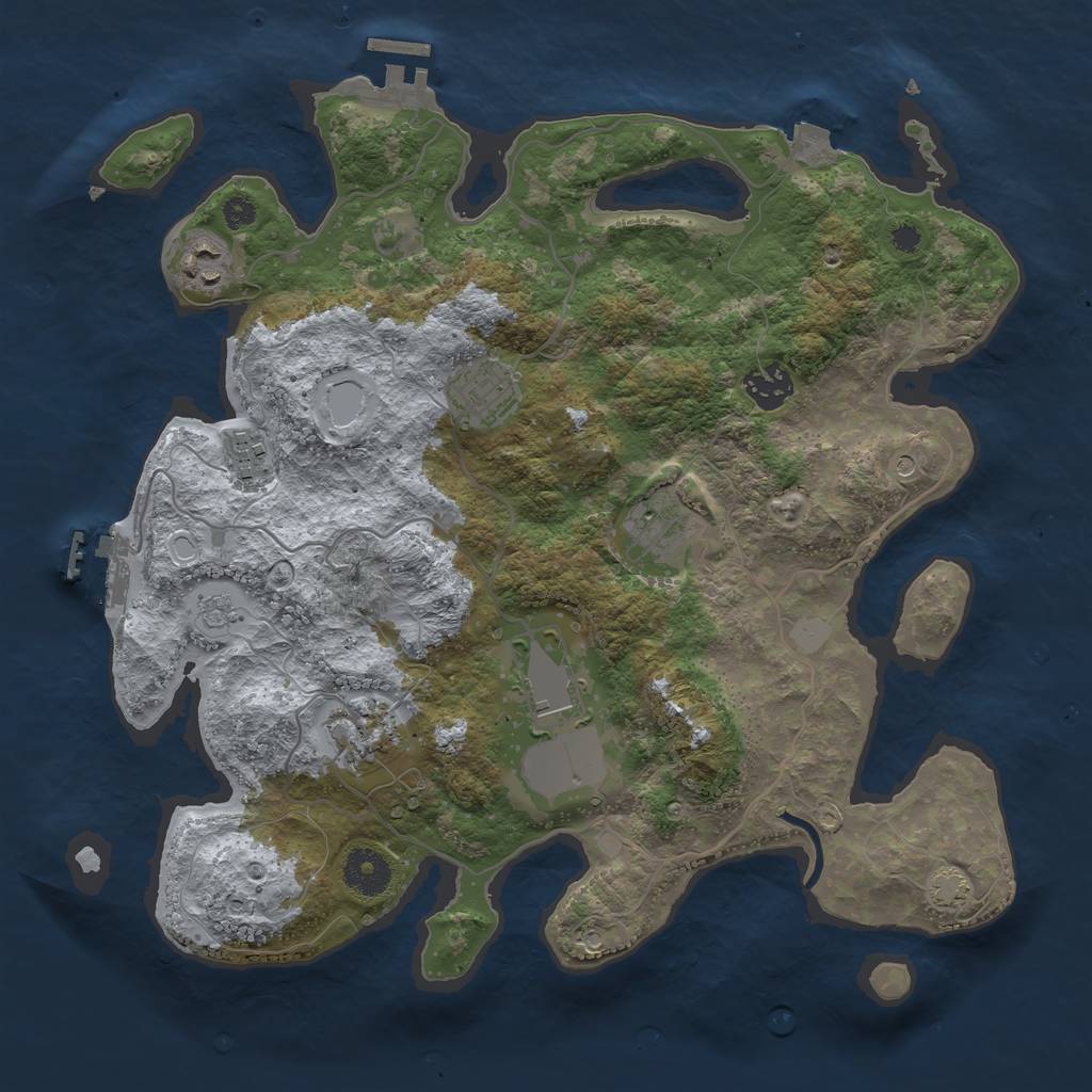 Rust Map: Procedural Map, Size: 3500, Seed: 1864084242, 15 Monuments